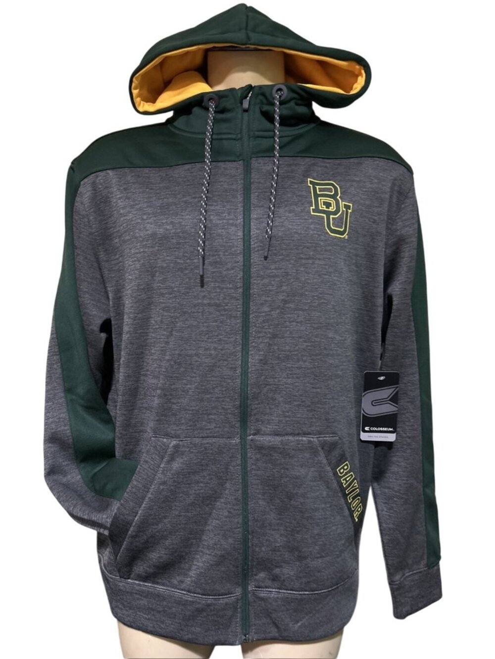 Baylor BU Bears Zip Hoodie Jacket Performance Men's L NEW NCAA